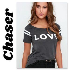 NWT Chaser Love Dark Grey Cutout Tee